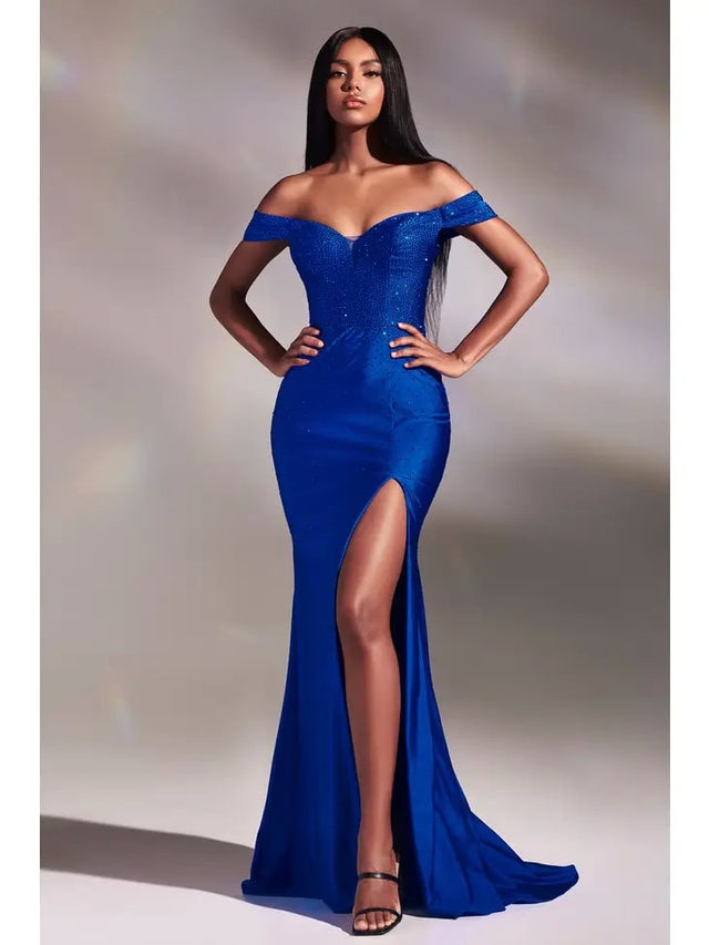 blue dress for baby girl Royal Blue Velvet Pageant Dress with Cape and Rhinestone Shoulders – PG009  – Viniodress main image 1